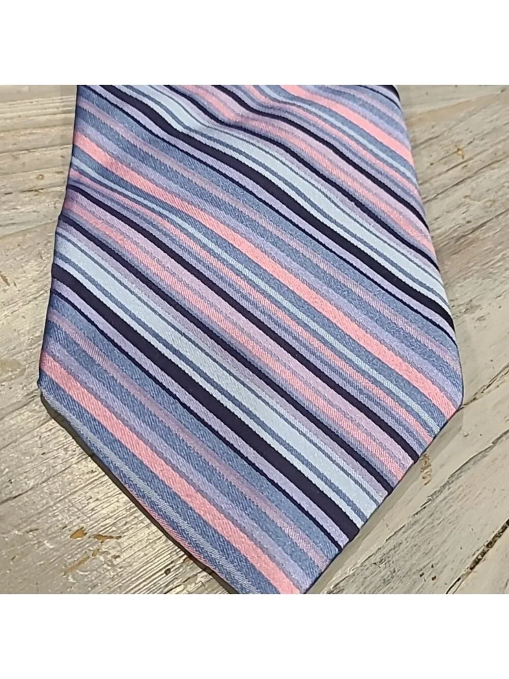 Ted Baker 100% silk hand tailored striped tie blue/pink